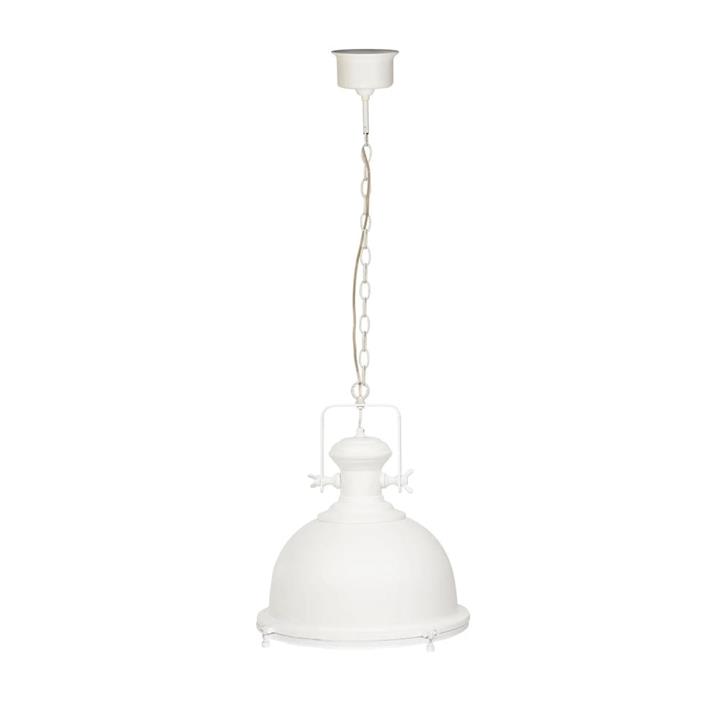 Gandara Classic Pendant Light Lamp industrial Bell Shape Chain Cord 120cm - White Glass Chrome