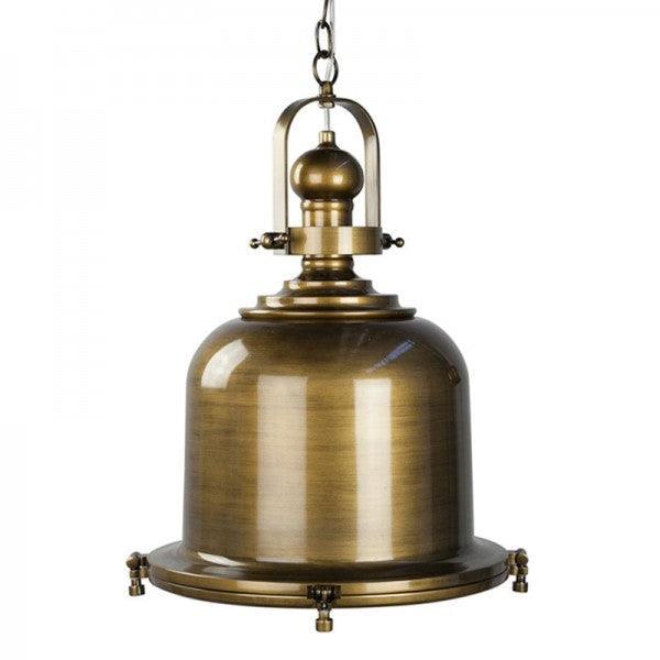 Gandara Classic Pendant Light Lamp industrial Bell Shape Chain Cord- Antique Brass