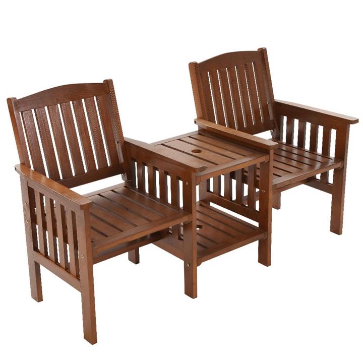 Garden Bench Chair Table Loveseat Wooden Outdoor Furniture Patio Park Brown