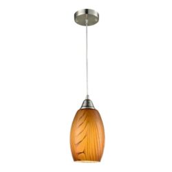 Gaze Elegant Modern Pendant Lamp Light Interior ES Amber Glass Ellipse with Swirls