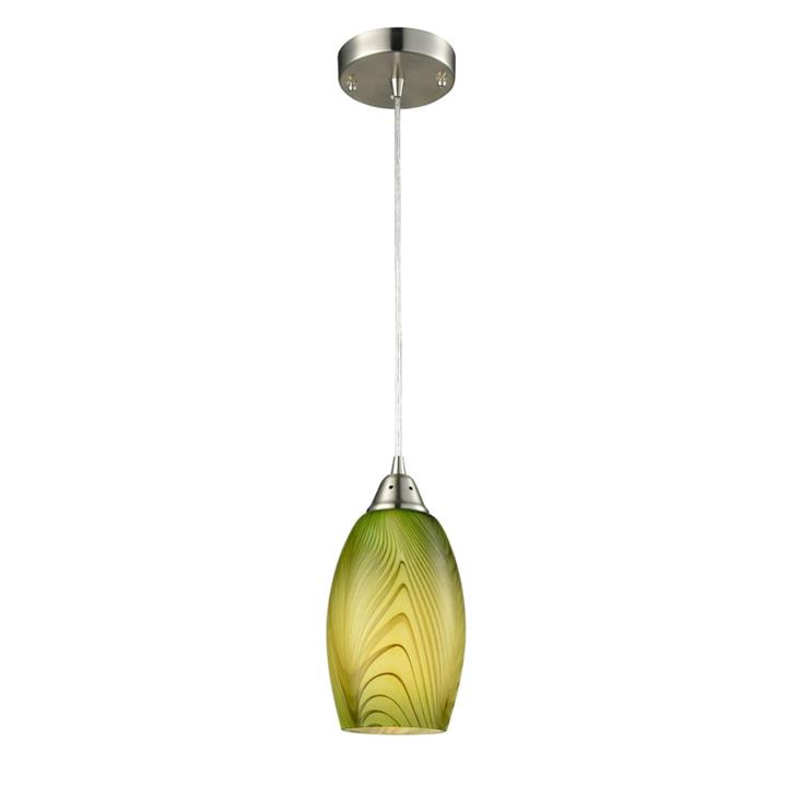 Gaze Elegant Modern Pendant Lamp Light Interior ES Green Glass Ellipse with Swirls