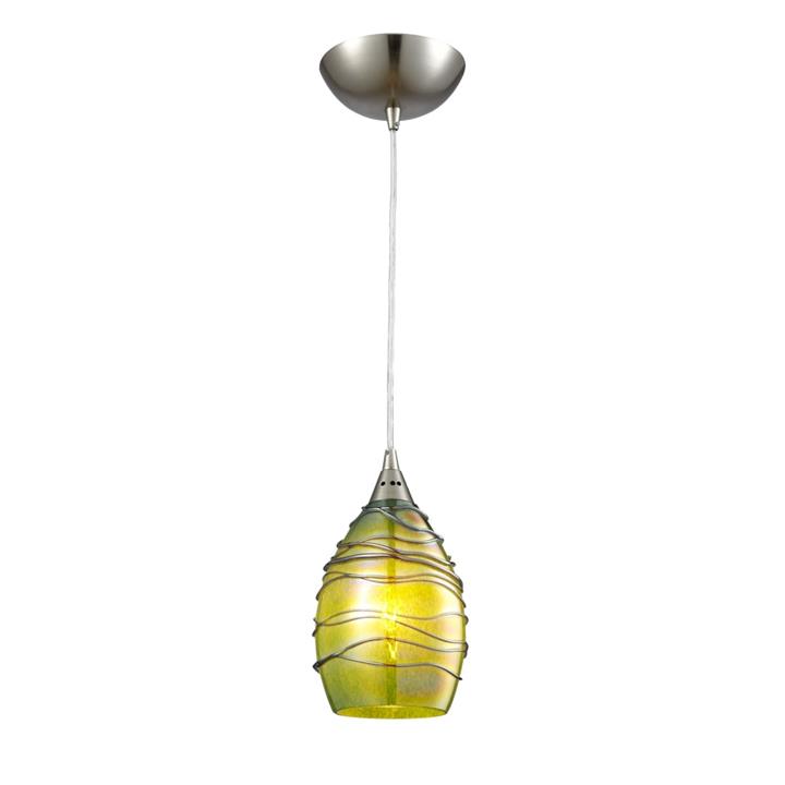 Gaze Elegant Modern Pendant Lamp Light Interior ES Olive Green Glass Ellipse with Twist