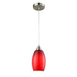 Gaze Elegant Modern Pendant Lamp Light Interior ES Red Glass Ellipse with swirls