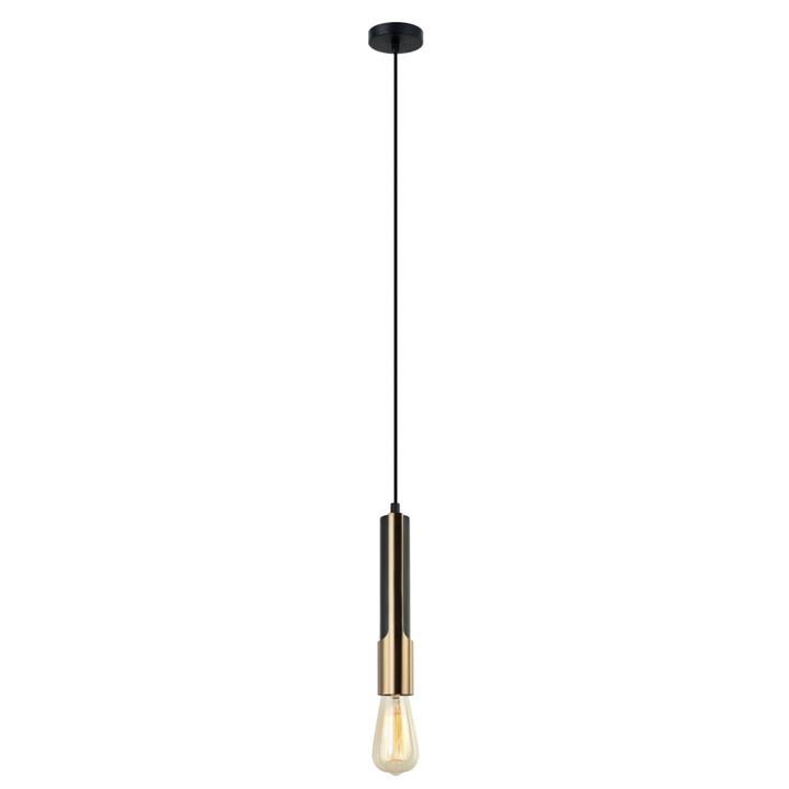 Gold Modern Pendant Lamp Light Interior ES Matte Black Vertical Brass Plate Tube