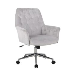 Goodwin Premium Velvet Fabric Executive Office Work Task Desk Computer Chair - Silver