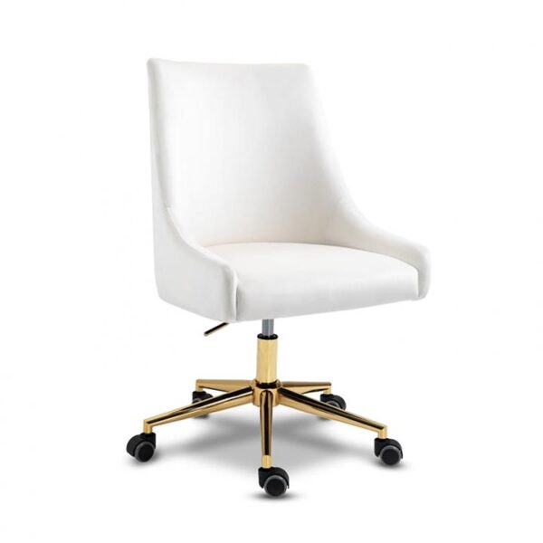 Hamilton High Back Height Adjustable Velvet Home Office Working Tas Chair White/Gold