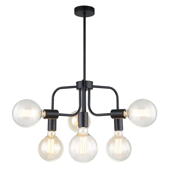Hera Elegant Modern Pendant Lamp Light Interior ESx6 Matte Black with 6 Arms