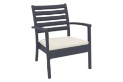 Hospitality Plus Artemis Outdoor Lounge Chair - Luxury Stackable Armchair - Anthracite - Beige Cushion