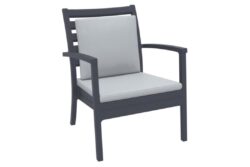 Hospitality Plus Artemis Outdoor Lounge Chair - Luxury Stackable Armchair - Anthracite - Light Grey Cushion