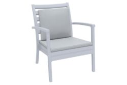 Hospitality Plus Artemis Outdoor Lounge Chair - Luxury Stackable Armchair - Silver Grey - Light Grey Backrest Cushion