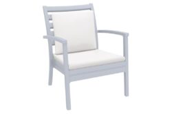 Hospitality Plus Artemis Outdoor Lounge Chair - Luxury Stackable Armchair - Silver Grey - White Backrest Cushion