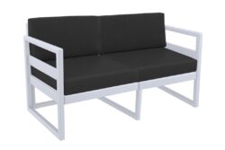 Hospitality Plus Mykonos Lounge Chair - Double Seater Armchair - Silver Grey - Beige - Dark Grey Backrest