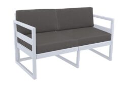 Hospitality Plus Mykonos Lounge Chair - Double Seater Armchair - Silver Grey - Dark Grey - Dark Grey Backrest