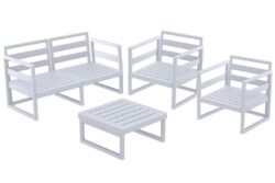 Hospitality Plus Mykonos Lounge Chair Set - Outdoor/Indoor - Silver Grey