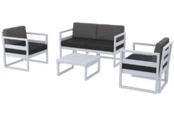 Hospitality Plus Mykonos Lounge Chair Set - Outdoor/Indoor - Silver Grey - Black - Dark Grey Backrest