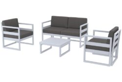 Hospitality Plus Mykonos Lounge Chair Set - Outdoor/Indoor - Silver Grey - Dark Grey - Dark Grey Backrest