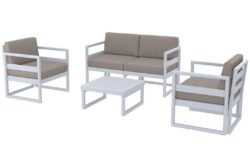 Hospitality Plus Mykonos Lounge Chair Set - Outdoor/Indoor - Silver Grey - Light Brown - Light Brown Backrest