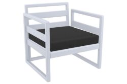 Hospitality Plus Mykonos Lounge Chair - Single Seater Armchair - Silver Grey - Black