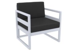 Hospitality Plus Mykonos Lounge Chair - Single Seater Armchair - Silver Grey - Dark Grey - Beige Backrest