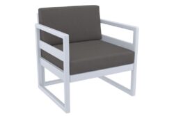 Hospitality Plus Mykonos Lounge Chair - Single Seater Armchair - Silver Grey - Dark Grey - Dark Grey Backrest
