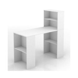 Hugo Study Writing Computer Office Desk Table W/ Storage - White
