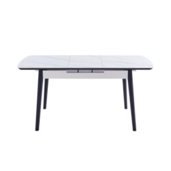 Janice Extension Rectangular Dining Table 120-140cm - Snow White Ceramic