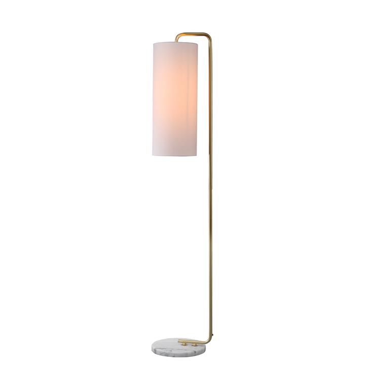 Jenni Modern Luxury Marble Base Linen Shade Floor Lamp Light Gold