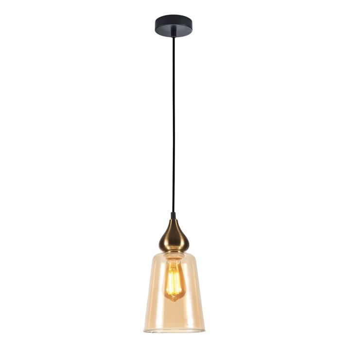 Jeza Modern Pendant Lamp Light Interior ES 72W Bronze Amber Flat Top Ellipse