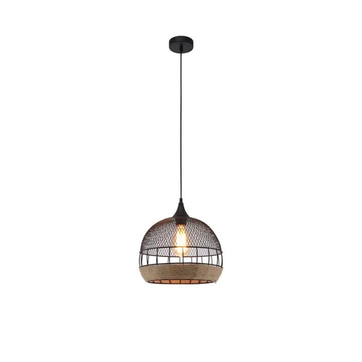 Kasanita Modern Elegant Pendant Lamp Ceiling Light - Black & Natural