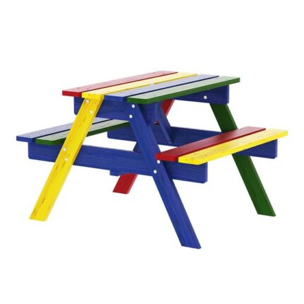 Keezi Kids Outdoor Table and Chairs Picnic Bench Seat Umbrella Colourful Wooden