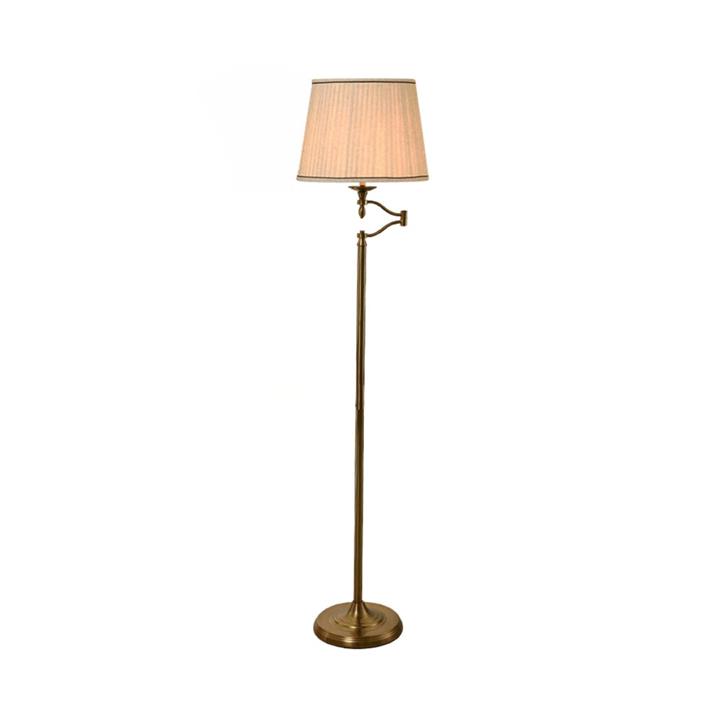 Kira French Design Modern Elegant Free Standing Reading Light Floor Lamp - Brass & Cream