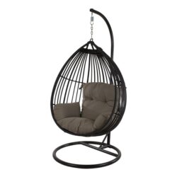 Koko Wicker Outdoor Hanging Egg Chair - Black by Interior Secrets - AfterPay Available