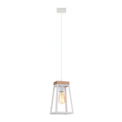 Lana Contemporary Pendant Lamp Light Interior ES Matte White Wood Trapezium