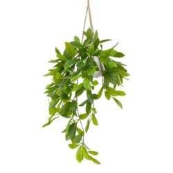Laurel Leaf Bush Artificial Fake Hanging Planter Decorative 107cm W/ Rope - Green