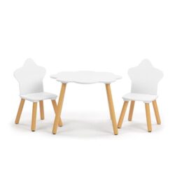 Liam Kids Furniture Cloud Table and 2x Star Chairs - White/Oak