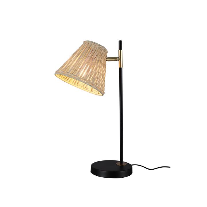 Lisa Classic Woven Rattan Shade Table Lamp Light Black Natural