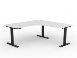 Lithe 180cm x 75cm Two Column 90° Electric Height Adjustable Workstation with Right Return - Black and White by Interior Secrets - AfterPay Available