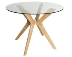 Lyn Round Glass Dining Table - 100cm - Natural