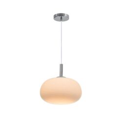 Lyndie Glass Modern Elegant Pendant Lamp Ceiling Light - Chrome