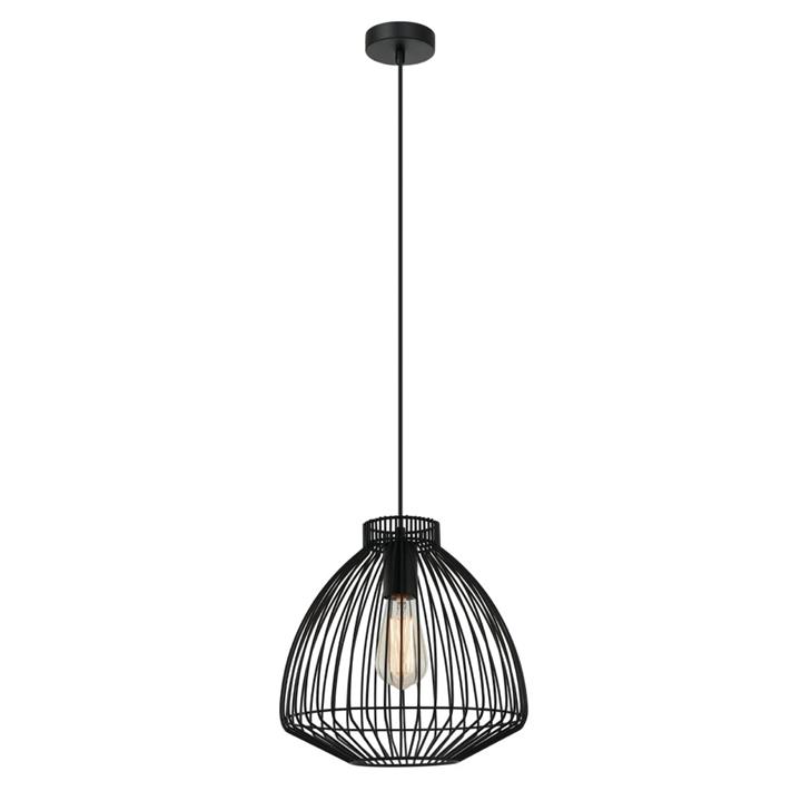 Mandy Contemporary Pendant Lamp Light Interior ES Black Cone (Concave) Wire Cage