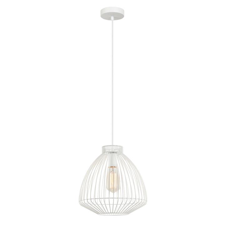 Mandy Contemporary Pendant Lamp Light Interior ES White Cone (Concave) Wire Cage