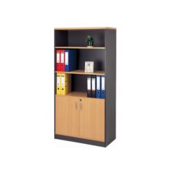 Mantone 2-Door High Bookcase Office Storage Cabinet - Select Beech/Ironstone