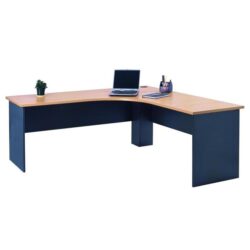 Mantone Corner Workstation L-Shape Executive Office Work Desk - 150cm - Select Beech/Ironstone