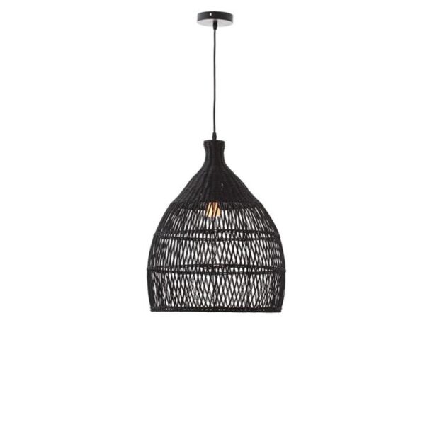 Marie Rattan Modern Elegant Pendant Lamp Ceiling Light - Black