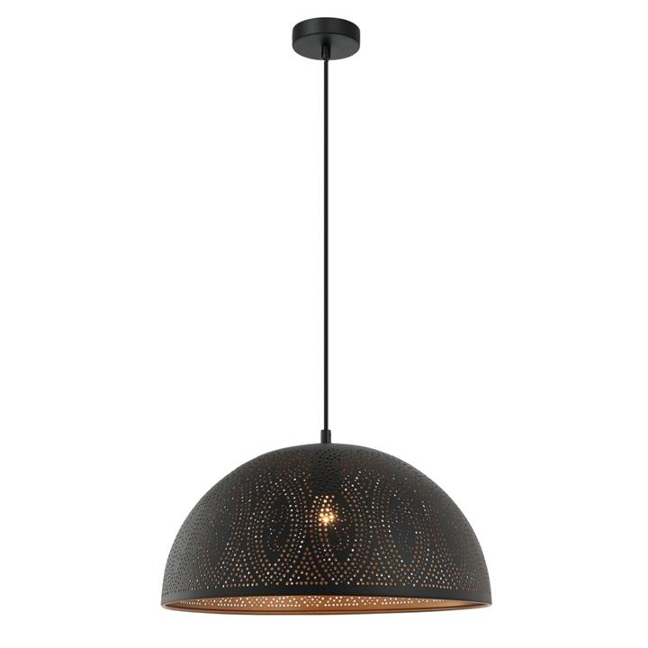 Marra Elegant Stylish Pendant Lamp Light ES Dome Black with Gold Interior