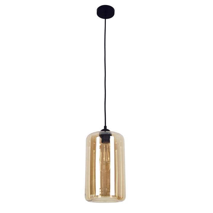 Masha Modern Pendant Lamp Light Interior ES Amber Glass Oblong