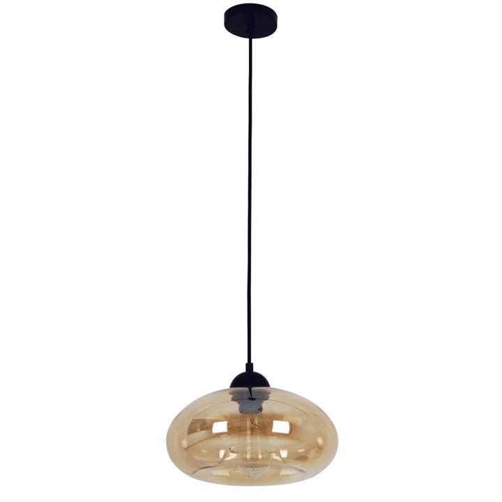Masha Modern Pendant Lamp Light Interior ES Amber Glass Oval