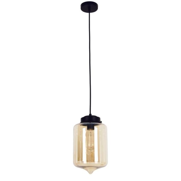 Masha Modern Pendant Lamp Light Interior ES Amber Glass Tipped Oblong
