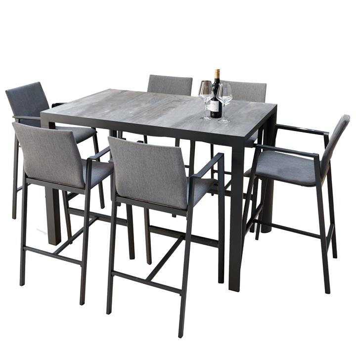 Memphis Bronte 1.4m Ceramic Outdoor Bar Dining Set - Charcoal by Interior Secrets - AfterPay Available