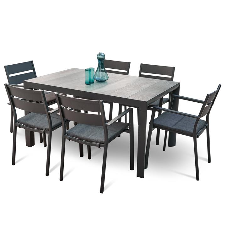 Memphis Carolina 1.4m Ceramic Outdoor Dining Set - Charcoal by Interior Secrets - AfterPay Available